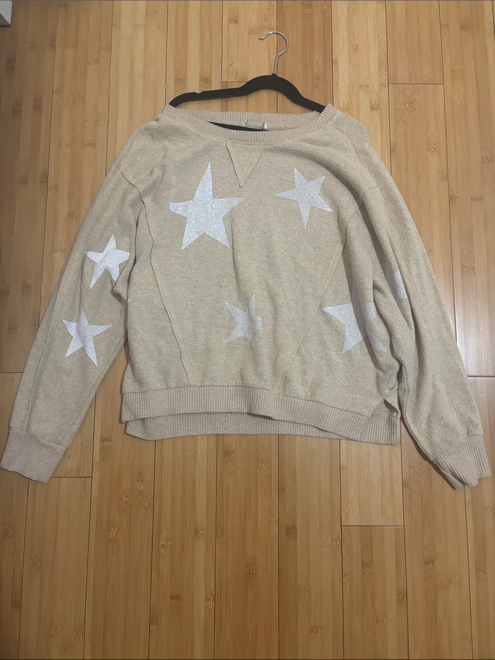 Star Print Cream Women's Sweater